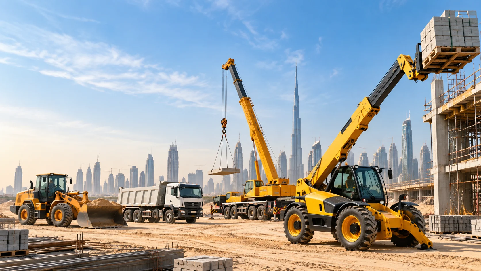 Heavy equipment on a construction site